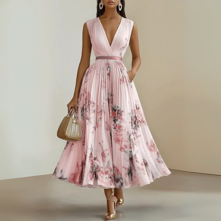 Nora - Summer Pleated Wedding Guest Maxi Dress