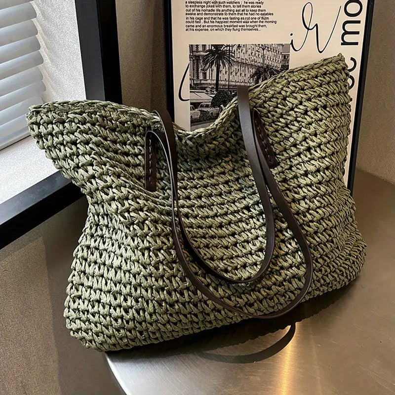 Alessia - Chic Straw Beach Tote Bag
