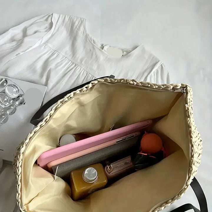 Alessia - Chic Straw Beach Tote Bag