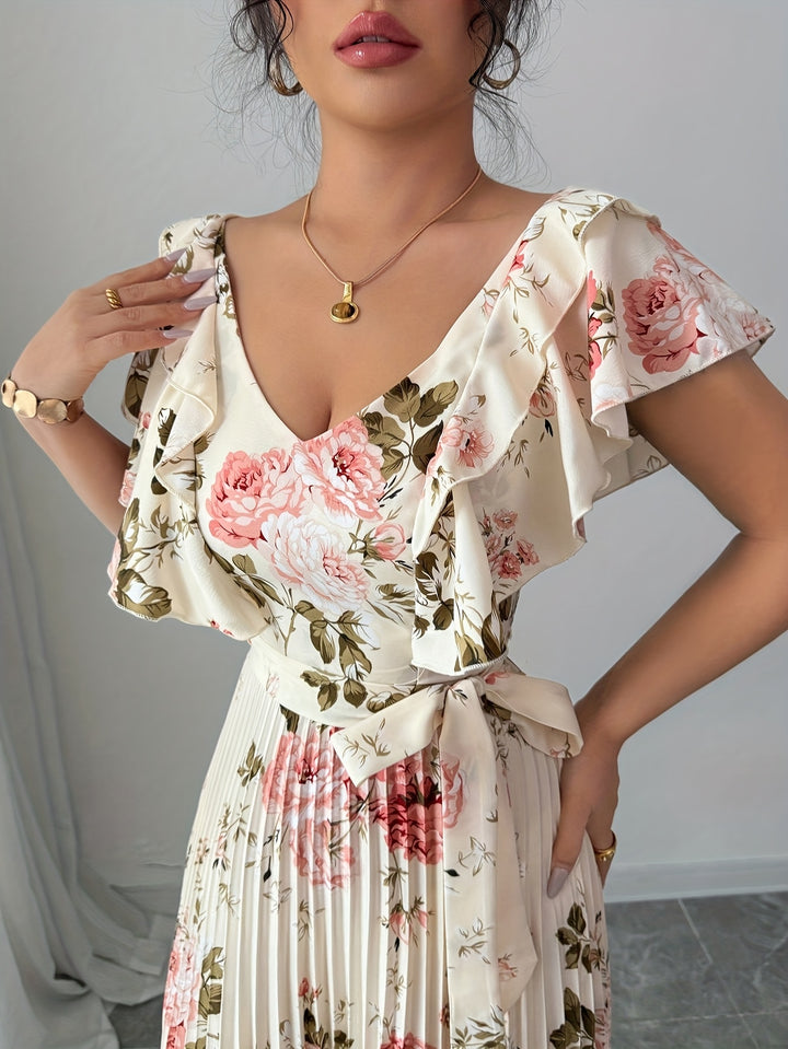 Flor - Plated Wedding Guest Maxi Dress