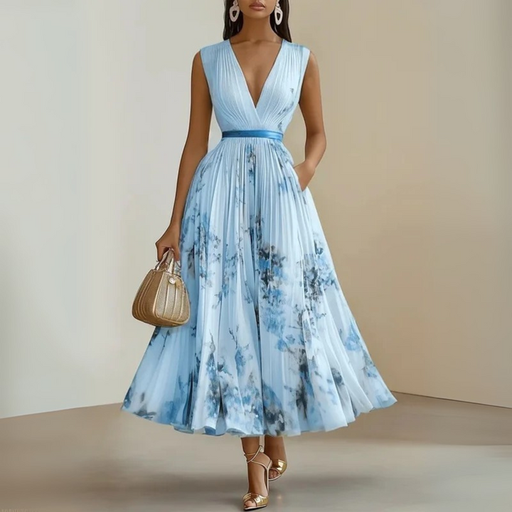 Nora - Summer Pleated Wedding Guest Maxi Dress