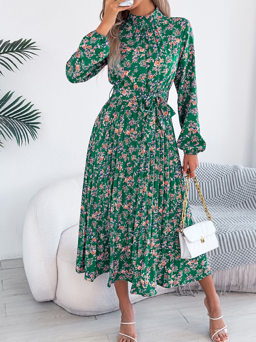 Sky - Floral Pleated Maxi Bridesmaid Dress