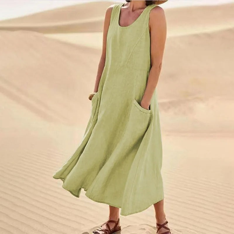 Olivia | Women's Breezy Linen Sleeveless Dress