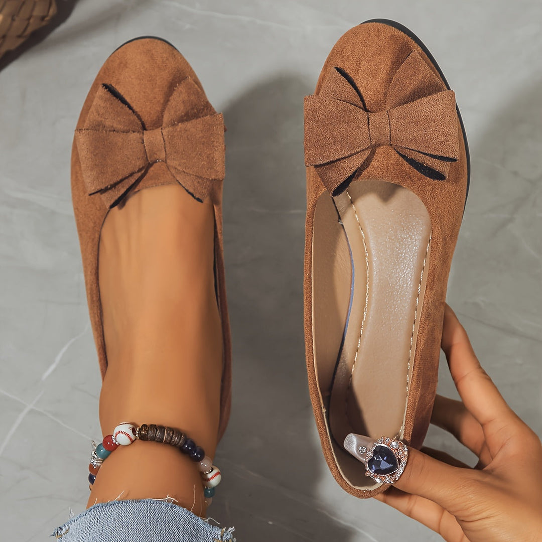Bella | Women's Bow Detail Round Toe Ballet Flats Slip-On