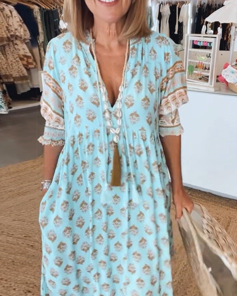 Rose - Women Boho Chic Printed Summer Dress