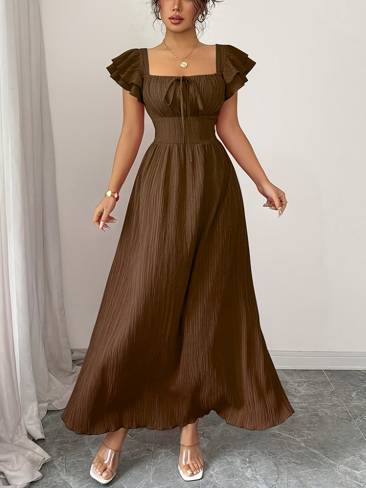 Brownie - Women's Elegant Smock A-Line Maxi Dress