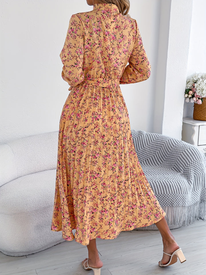 Sky - Floral Pleated Maxi Bridesmaid Dress