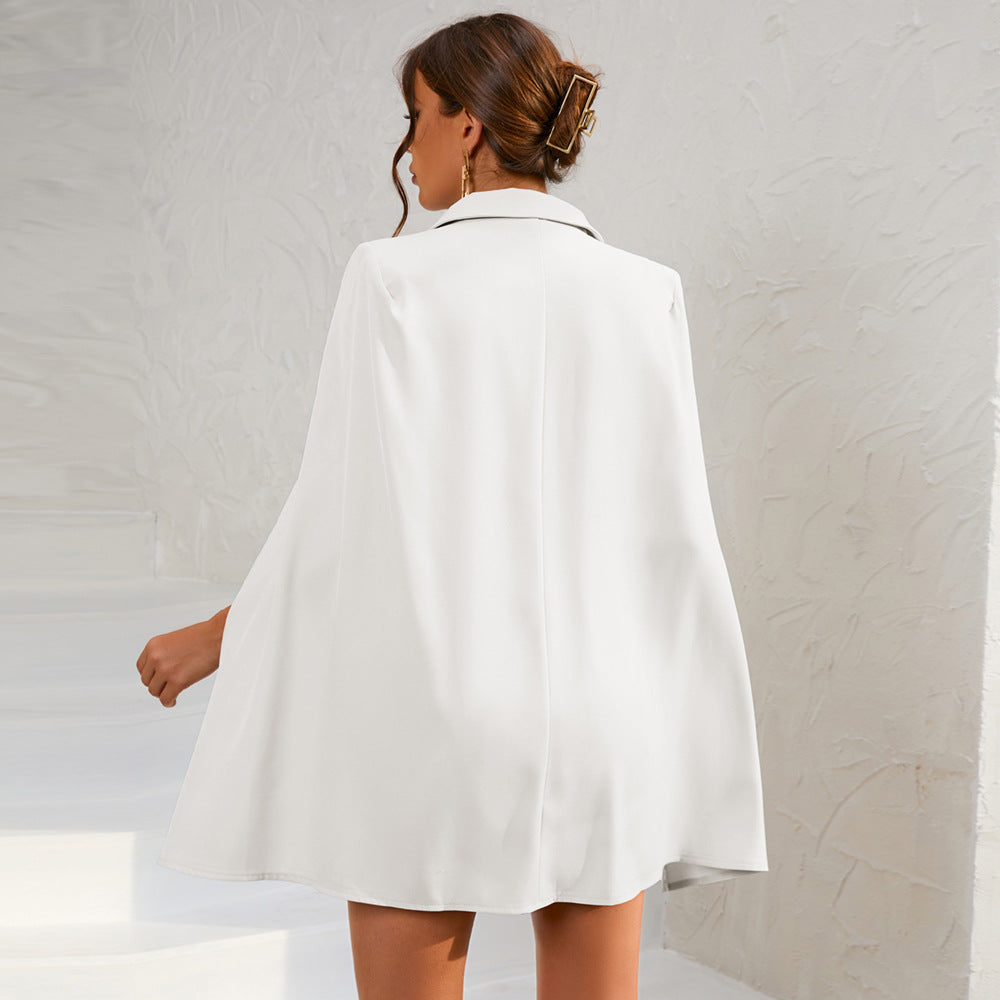 Eleanor | Women Double Breasted Cape Dress with Belt