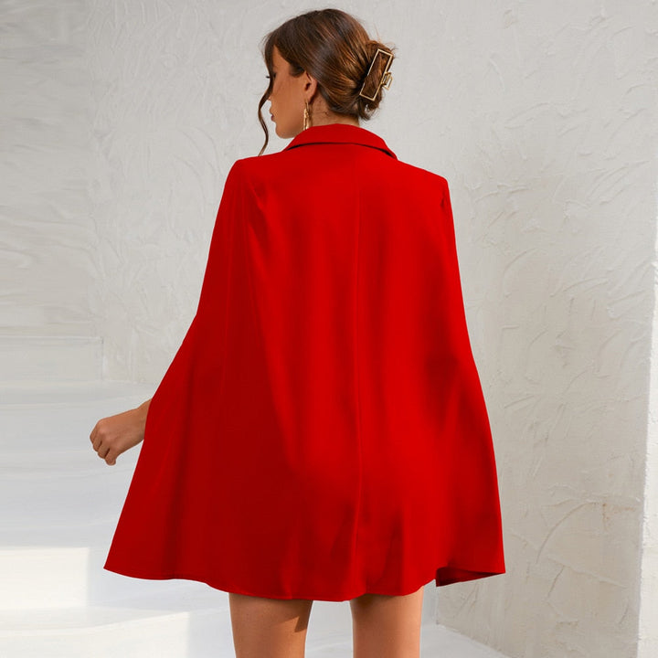Eleanor | Women Double Breasted Cape Dress with Belt