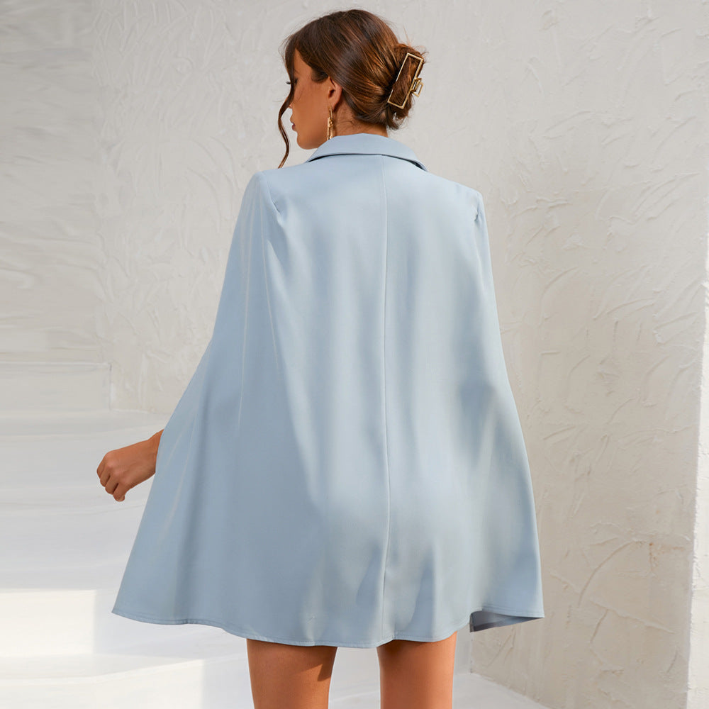 Eleanor | Women Double Breasted Cape Dress with Belt