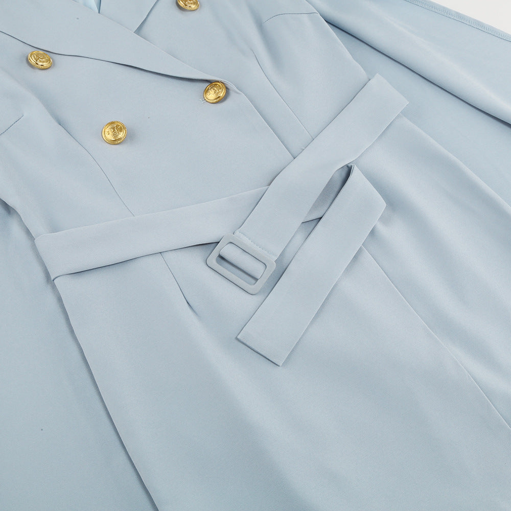 Eleanor | Women Double Breasted Cape Dress with Belt