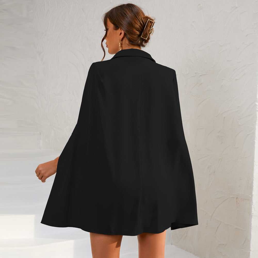 Eleanor | Women Double Breasted Cape Dress with Belt