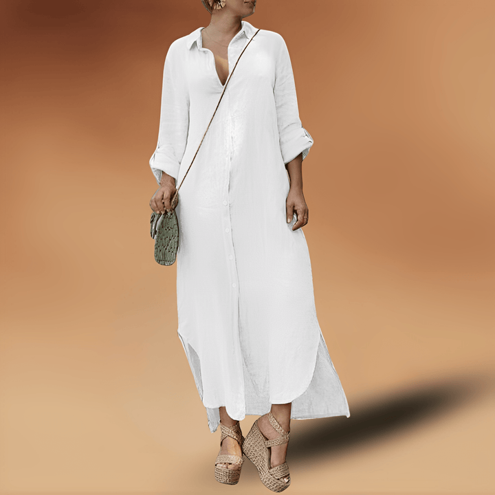 Rowena | Women’s Button-Down Maxi Shirt Dress with Classic Collar