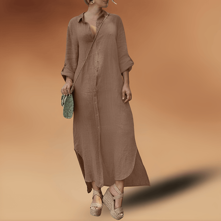Rowena | Women’s Button-Down Maxi Shirt Dress with Classic Collar