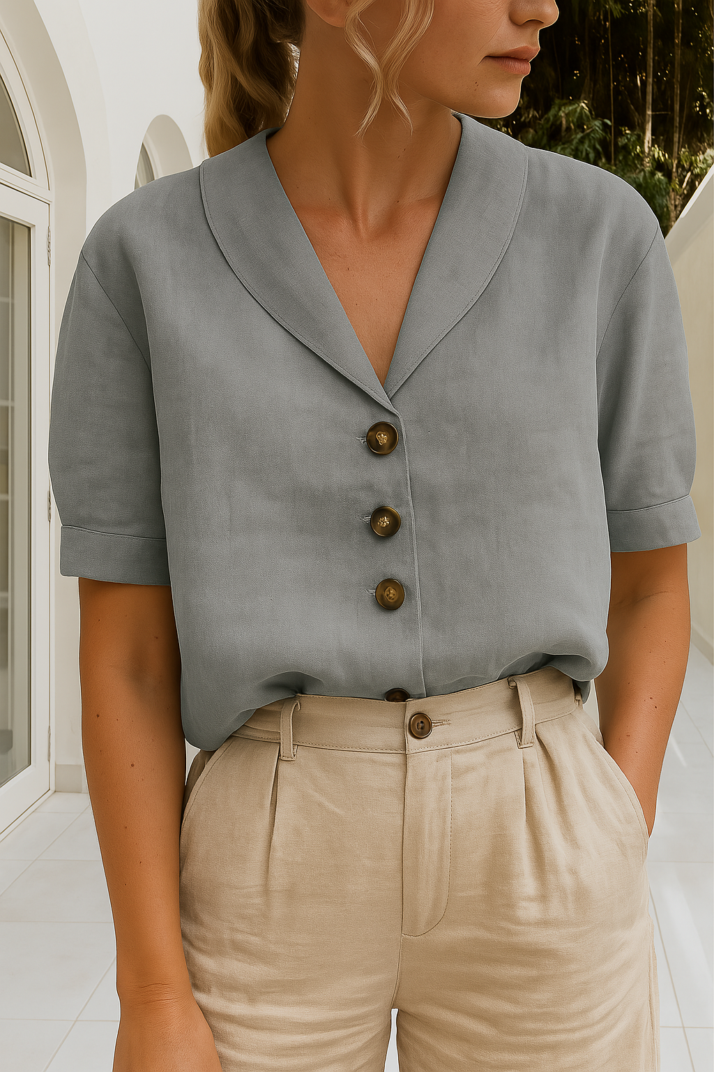 Parker - Women Button-Front Summer Blouse