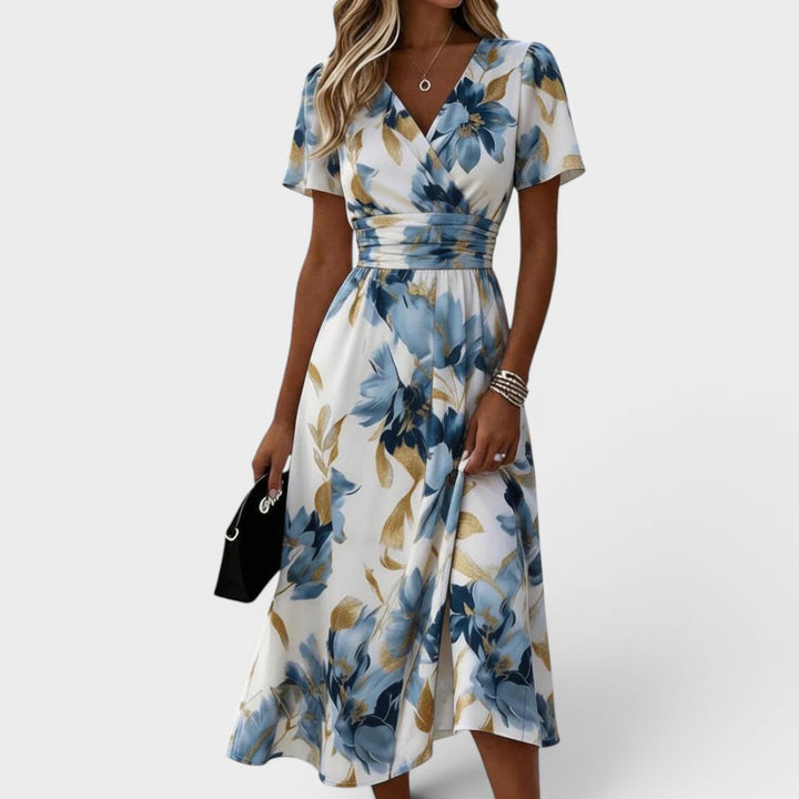 Disnie | Women Floral Wrap Waist Midi Dress