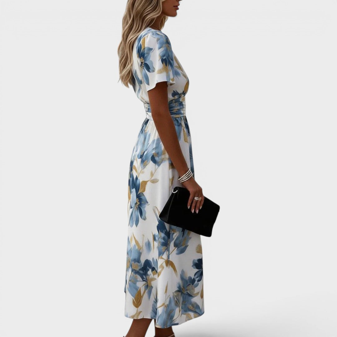 Disnie | Women Floral Wrap Waist Midi Dress