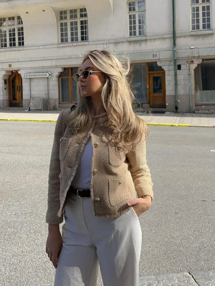 Clara | Short Tweed Blazer Spring Jacket with Buttons for Women