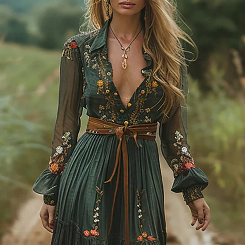 Claire | Women's Chic Boho Casual A-line Maxi Dress