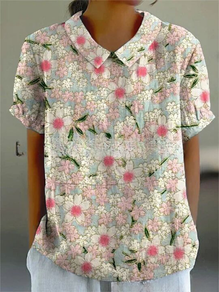 Stephanie - Collared Short Sleeve Blouse