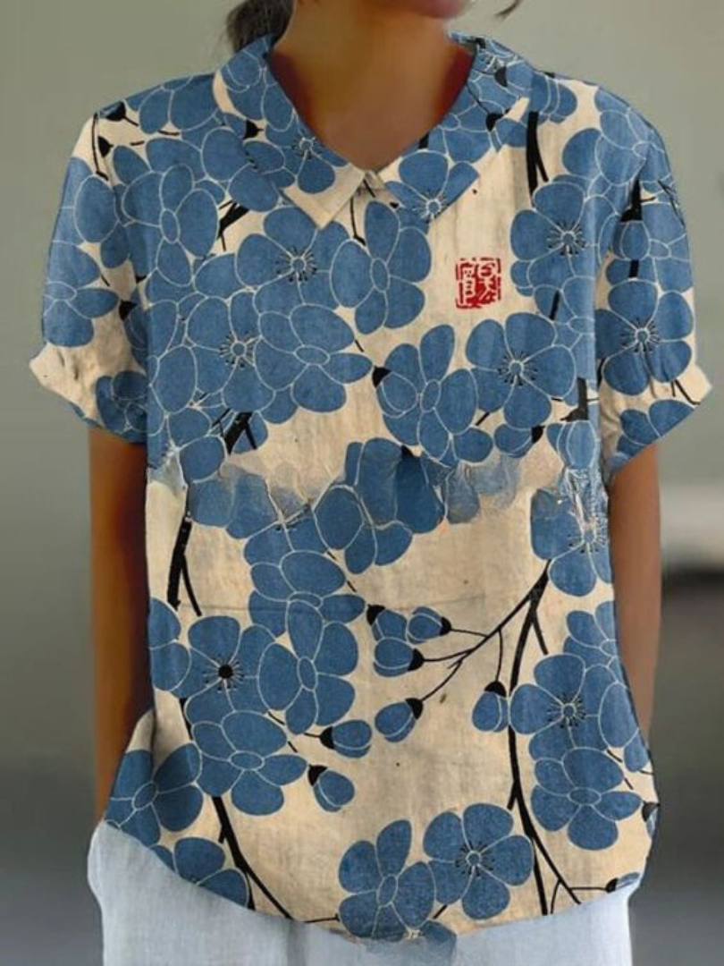 Stephanie - Collared Short Sleeve Blouse