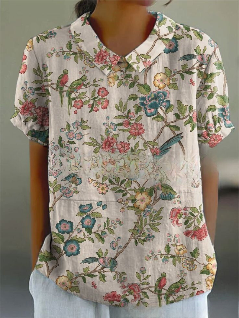 Stephanie - Collared Short Sleeve Blouse