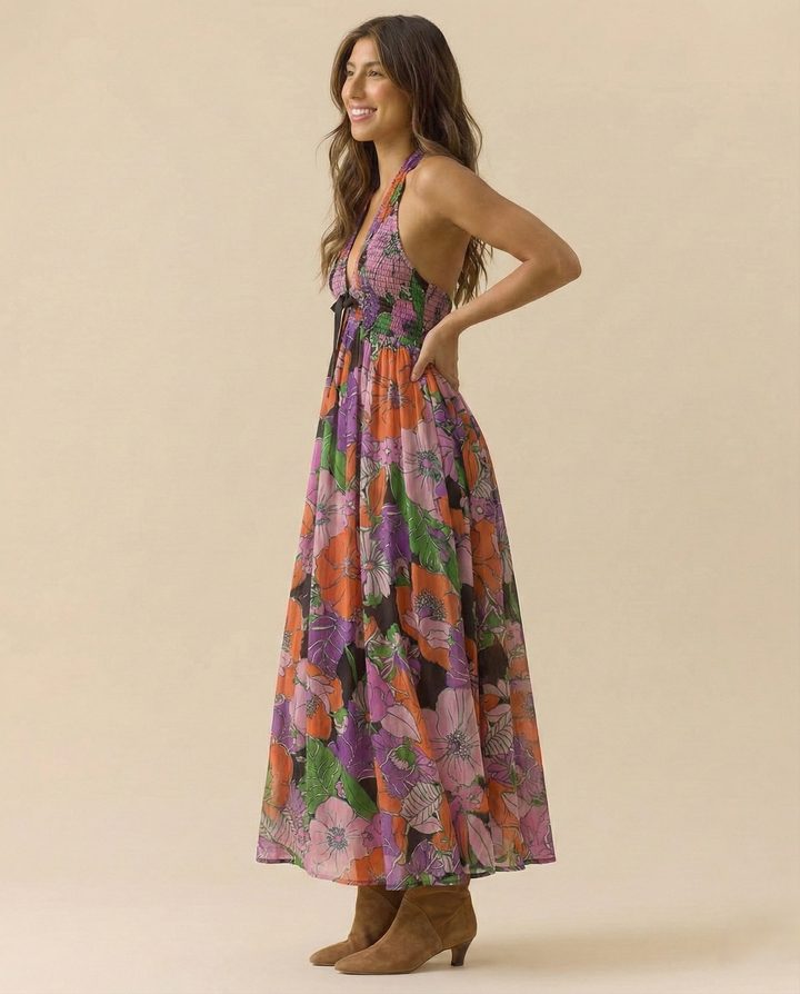 Women’s Floral Halter Maxi Beach Dress