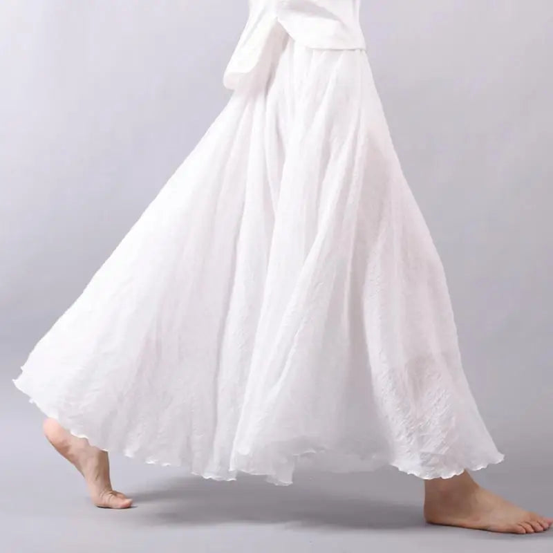 Lunara - Women A-Line Flowy Linen Skirt
