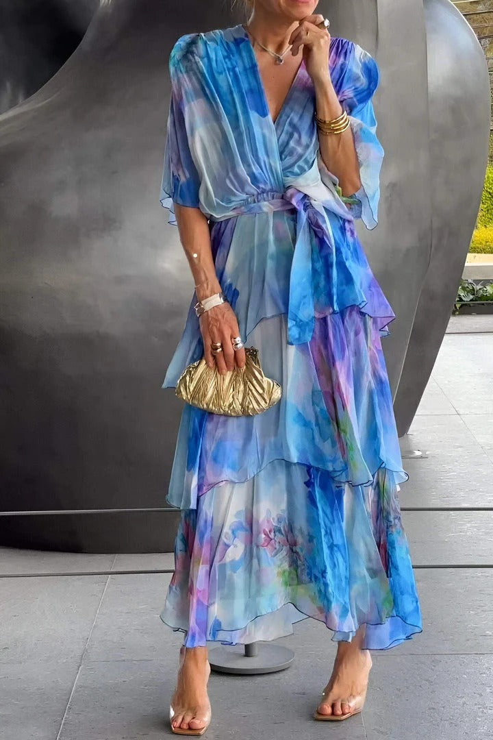 Polly - Elegant Multi-Colour Maxi Dress