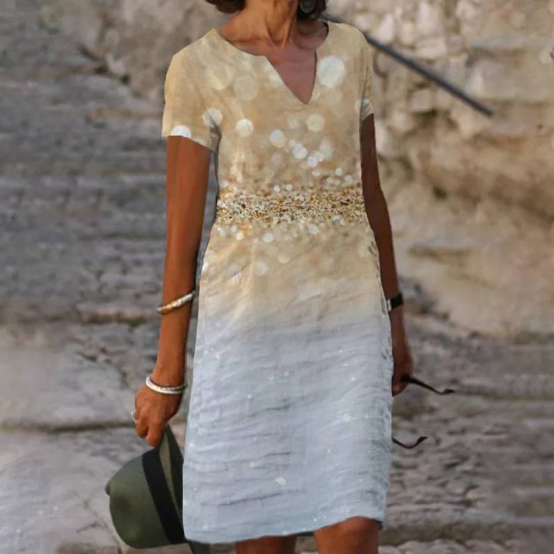 Lilia | Women’s Floral Print Mini Summer Dress with V-neckline