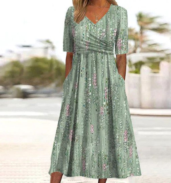 Emily | Women’s A-Line Boho Floral Midi Dress