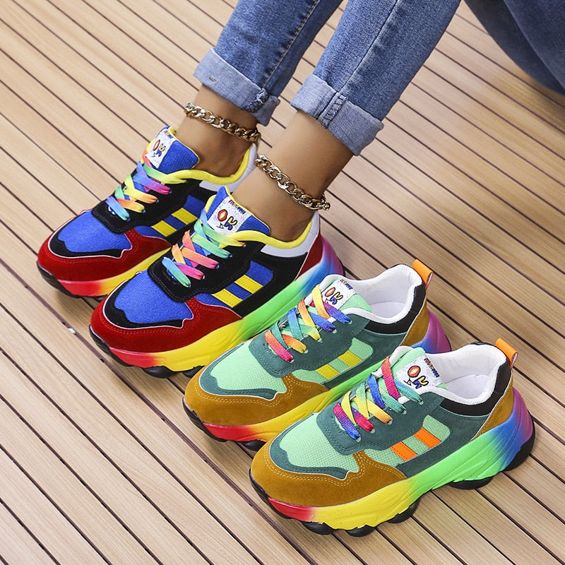 Aylamin | Women’s Soft Cushioned Chunky Platform Mesh Sneakers