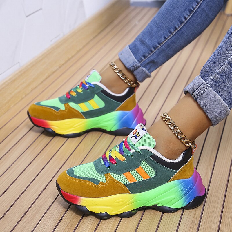 Aylamin | Women’s Soft Cushioned Chunky Platform Mesh Sneakers