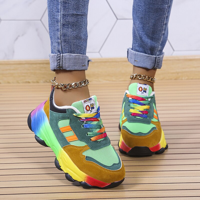Aylamin | Women’s Soft Cushioned Chunky Platform Mesh Sneakers
