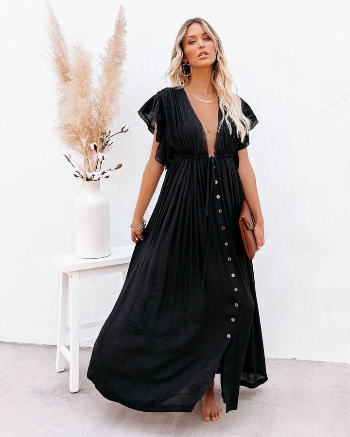 Maria | Women's Boho Button Front Flowy Maxi Dress