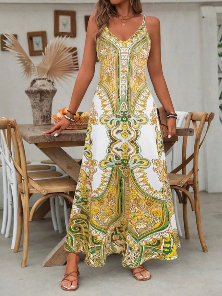 Violet | Women’s Boho Paisley V-Neck Maxi Dress