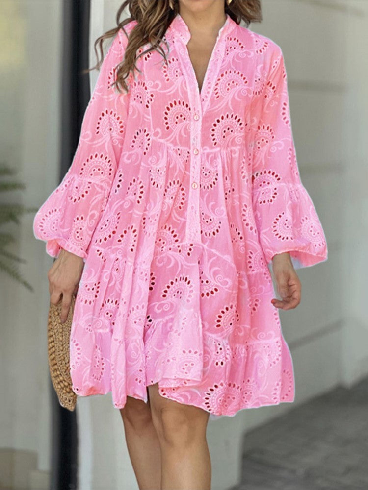 Fawna – Embroidered Tiered Mini Dress