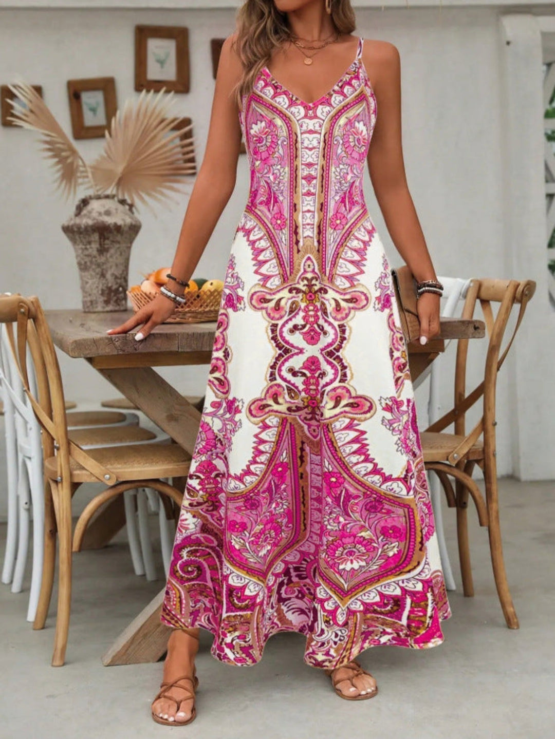Violet | Women’s Boho Paisley V-Neck Maxi Dress