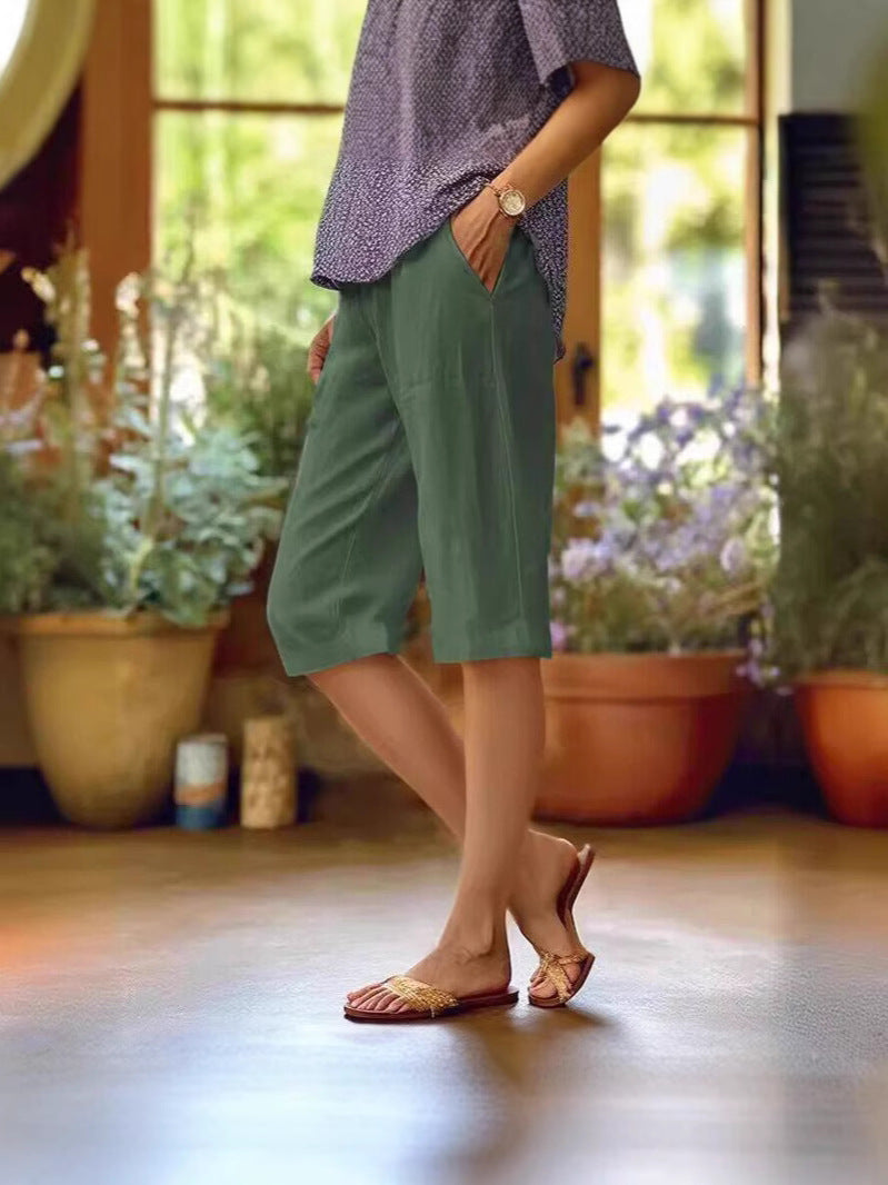 Daily Wear Straight Leg Knee Length Summer Shorts