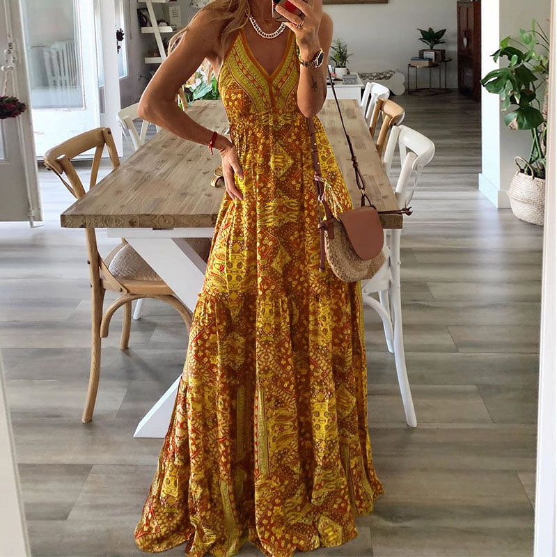 Alice | Women Boho Printed A-line Maxi Dress