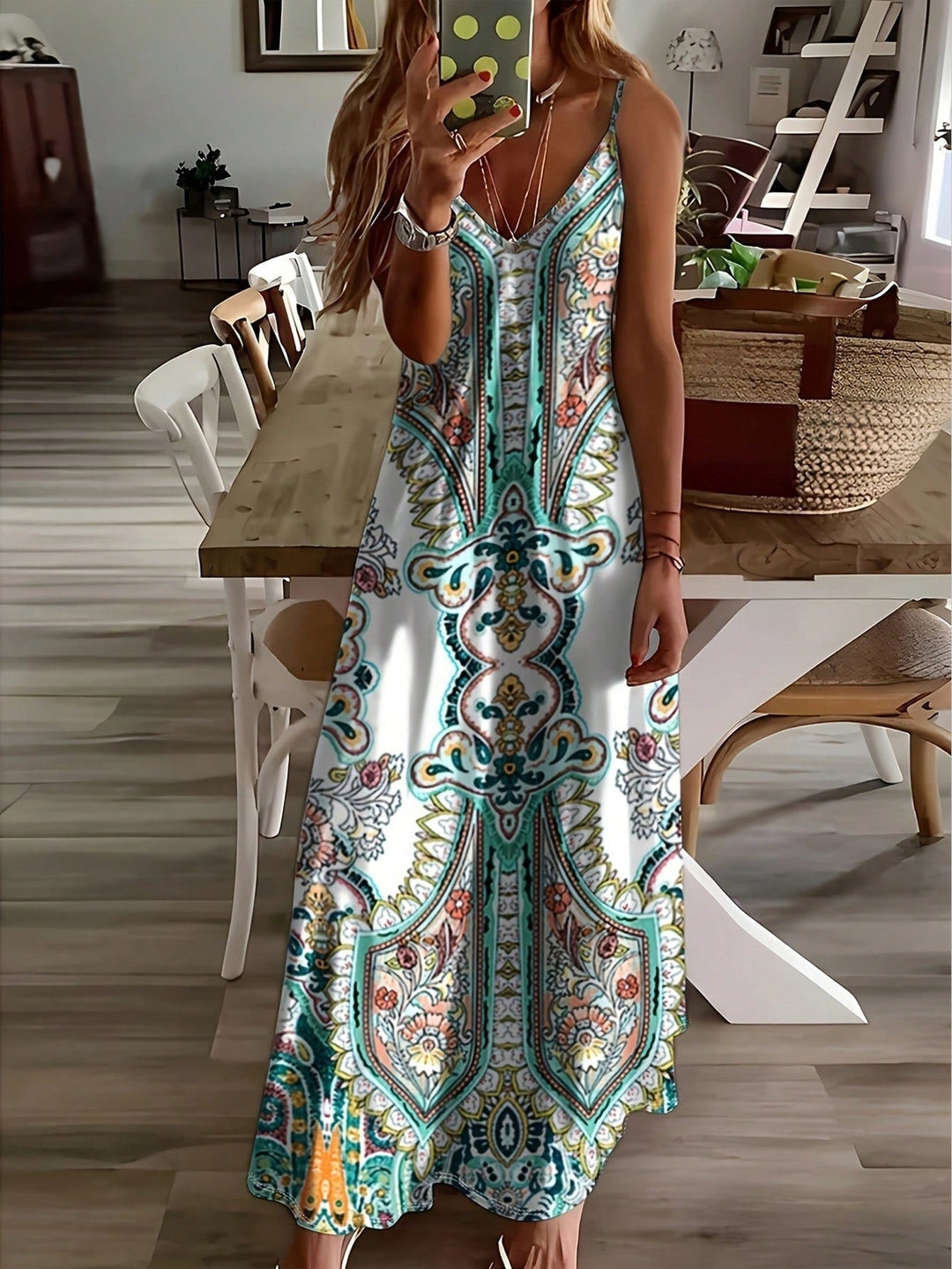 Violet | Women’s Boho Paisley V-Neck Maxi Dress