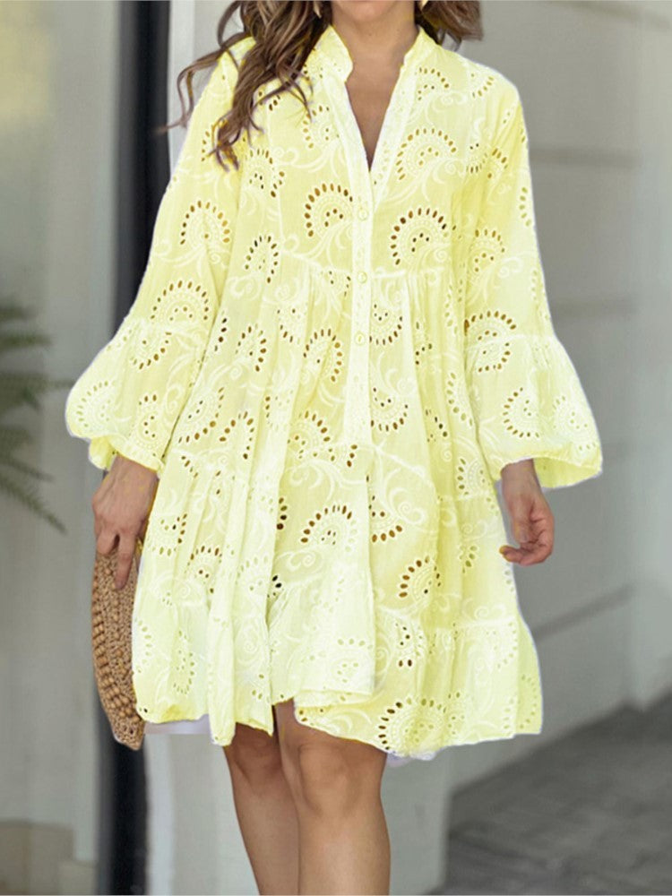 Fawna – Embroidered Tiered Mini Dress