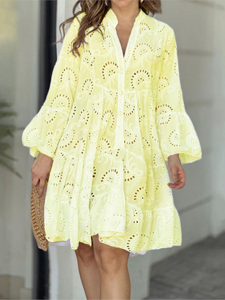 Fawna – Embroidered Tiered Mini Dress