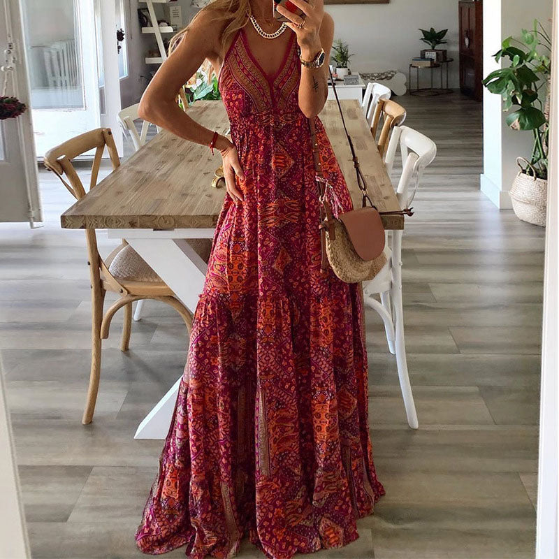 Alice | Women Boho Printed A-line Maxi Dress