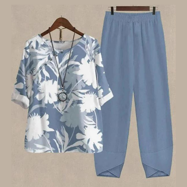 Ella | Women's 2-Piece Printed Top and Flowy Pants set