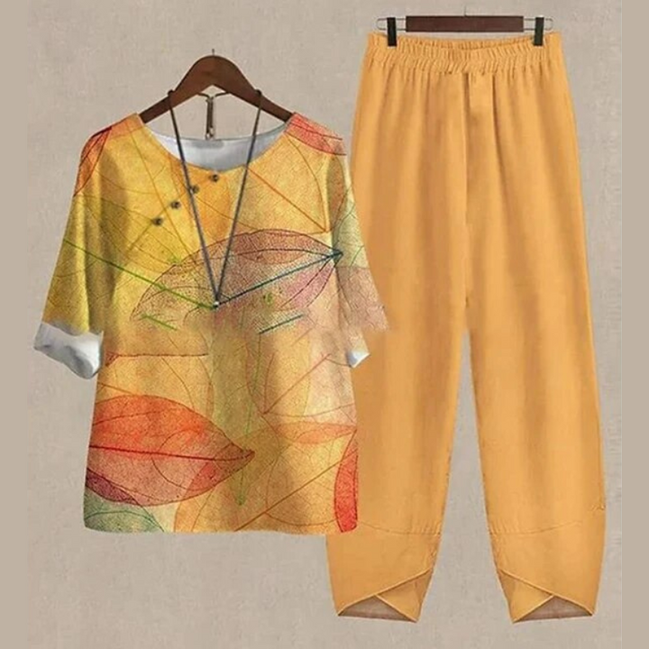 Ella | Women's 2-Piece Printed Top and Flowy Pants set