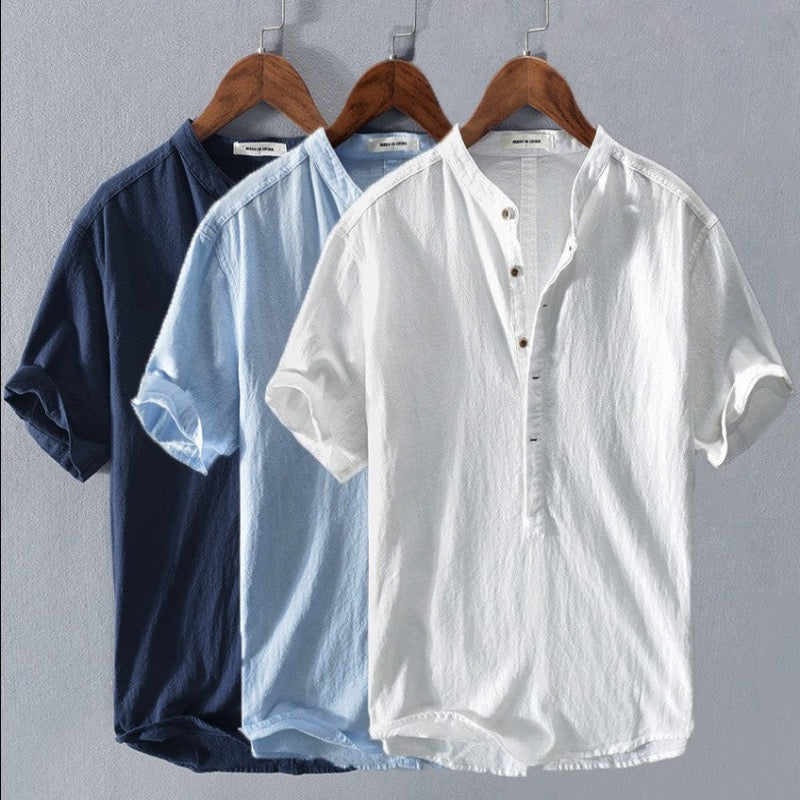 Danillo | Men’s Linen Cotton Short-Sleeve Henley Shirt