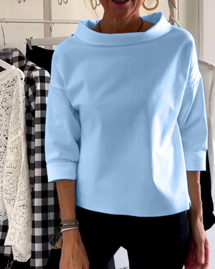 Elaine | Women Casual Wide Lapel Half Turtleneck Top