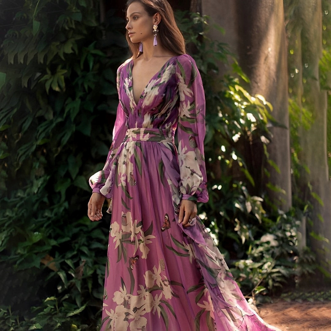 Abigail | Women’s Comfortable Floral V-Neck Maxi Dress