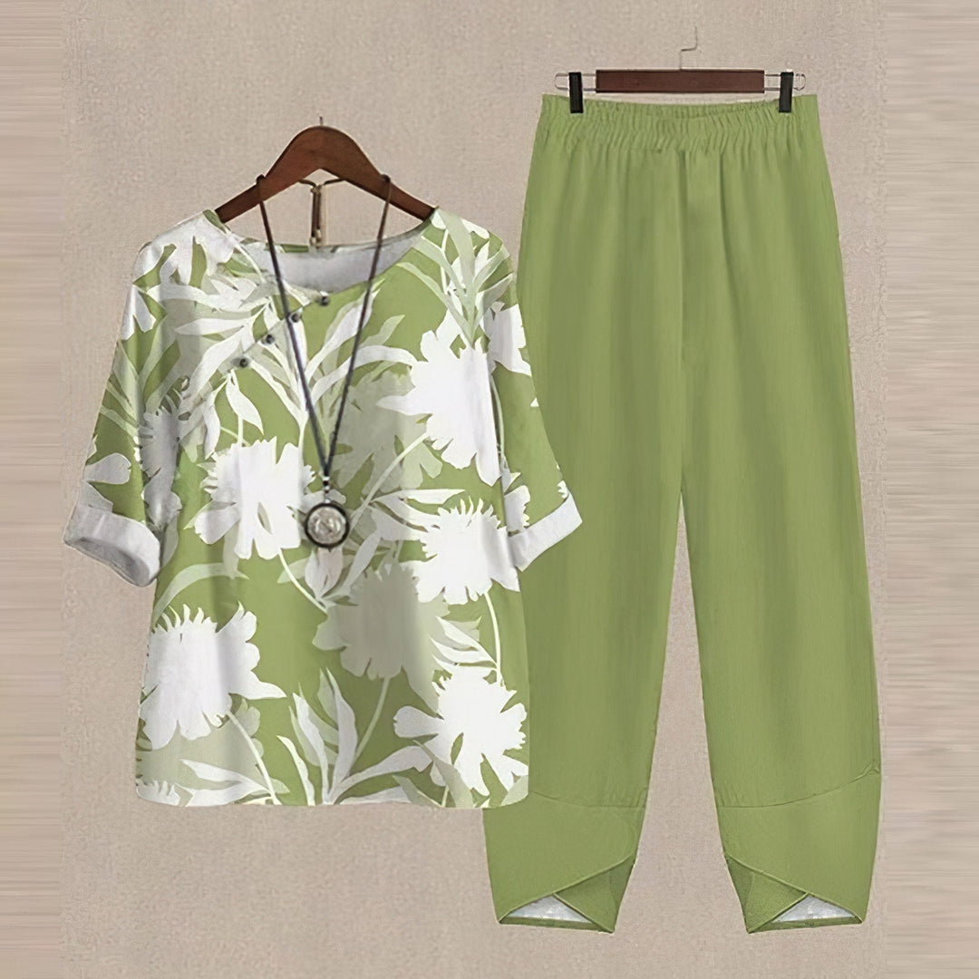 Ella | Women's 2-Piece Printed Top and Flowy Pants set